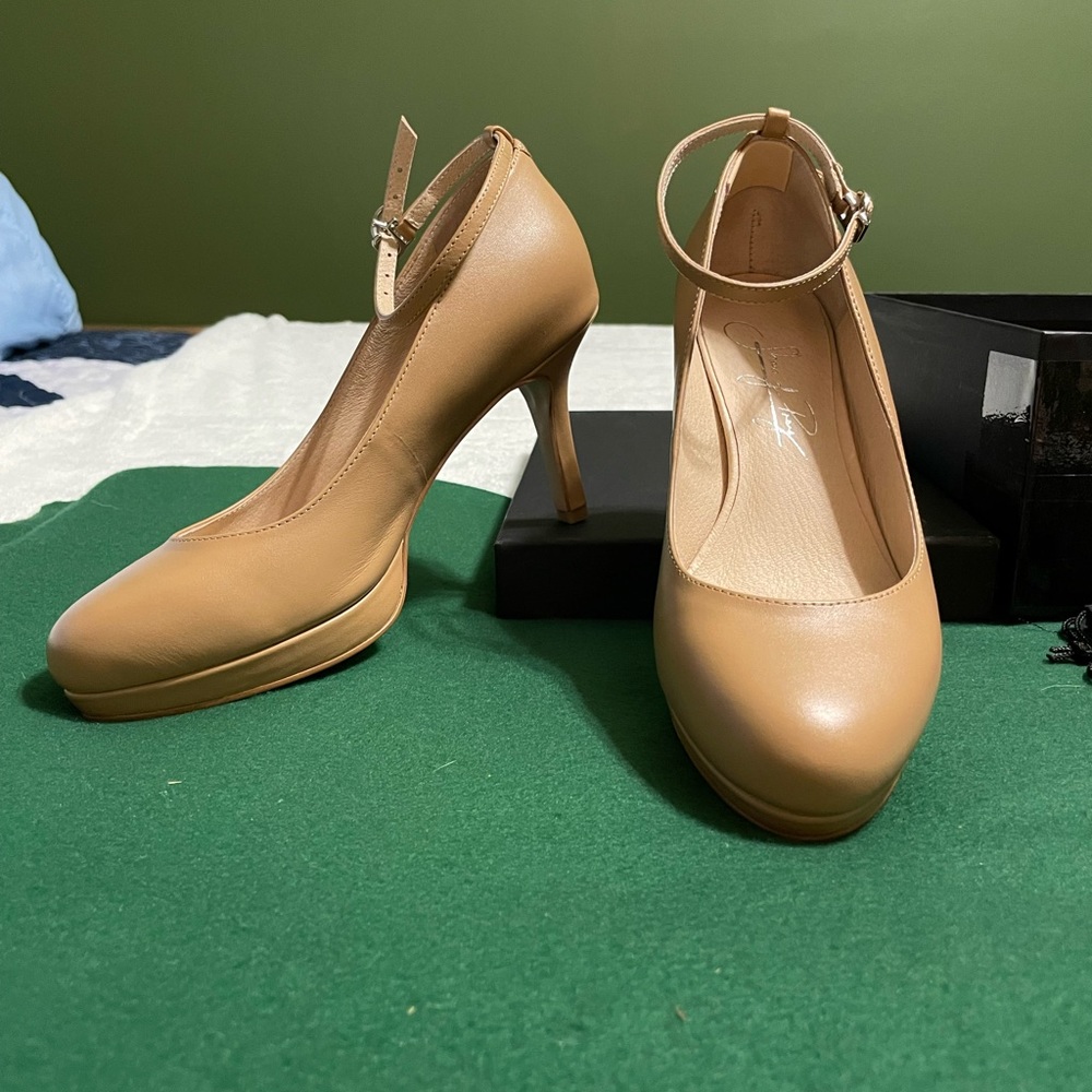 Shoes of Prey Leather Ankle Strap Platform Heel